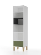 Стеллаж напольный Story «Коты и овалы», на ножках, 1 ящик, 519×471×1973 мм, цвет белый/олива/тёмно – серый - Фото 1