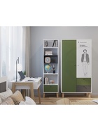 Стеллаж напольный Story «Коты и овалы», на ножках, 1 ящик, 519×471×1973 мм, цвет белый/олива/тёмно – серый - Фото 5