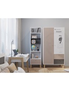 Стеллаж напольный Story «Коты и овалы», на ножках, 1 ящик, 519×471×1973 мм, цвет белый/бежевый/тёмно – серый - Фото 3