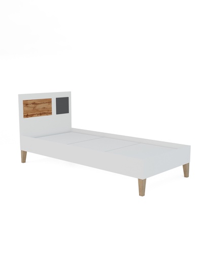 Кровать односпальная Story «Коты и овалы», на ножках, 935×2035×927 мм, цвет белый/дуб вотан/тёмно – серый