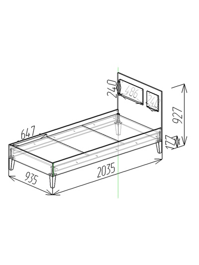 Кровать односпальная Story «Коты и овалы», на ножках, 935×2035×927 мм, цвет белый/дуб вотан/тёмно – серый