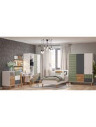 Кровать односпальная Story «Коты и овалы», на ножках, 935×2035×927 мм, цвет белый/дуб вотан/тёмно – серый - Фото 4