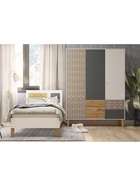 Кровать односпальная Story «Коты и овалы», на ножках, 935×2035×927 мм, цвет белый/дуб вотан/тёмно – серый - Фото 6