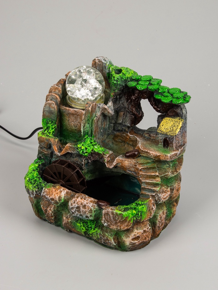 УЦЕНКА Фонтан «Дерево на камнях, домик с лестницей» 14×19×20 см (с подсветкой) - Фото 1