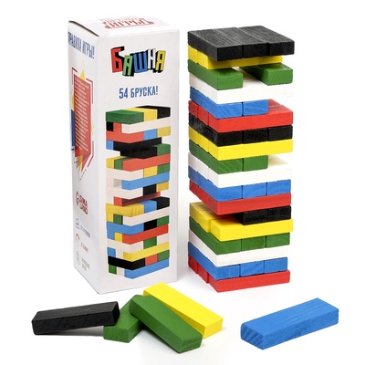 УЦЕНКА Падающая башня дженга«Время игры» настольная игра 20.5×6.3 см,54 бруска 6.3×1.1×2.1 см
