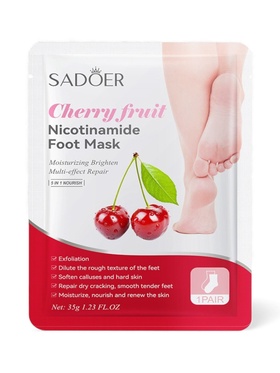 Отшелушивающая маска-носки для ног Sadoer, вишня, 35 г (комплект 2 шт)