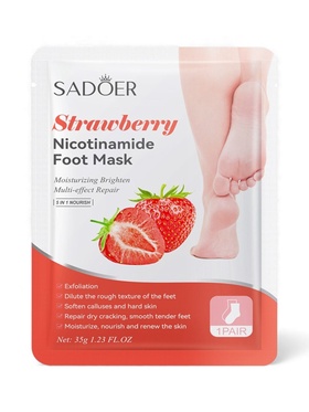 Отшелушивающая маска-носки для ног Sadoer, клубника, 35 г (комплект 2 шт)