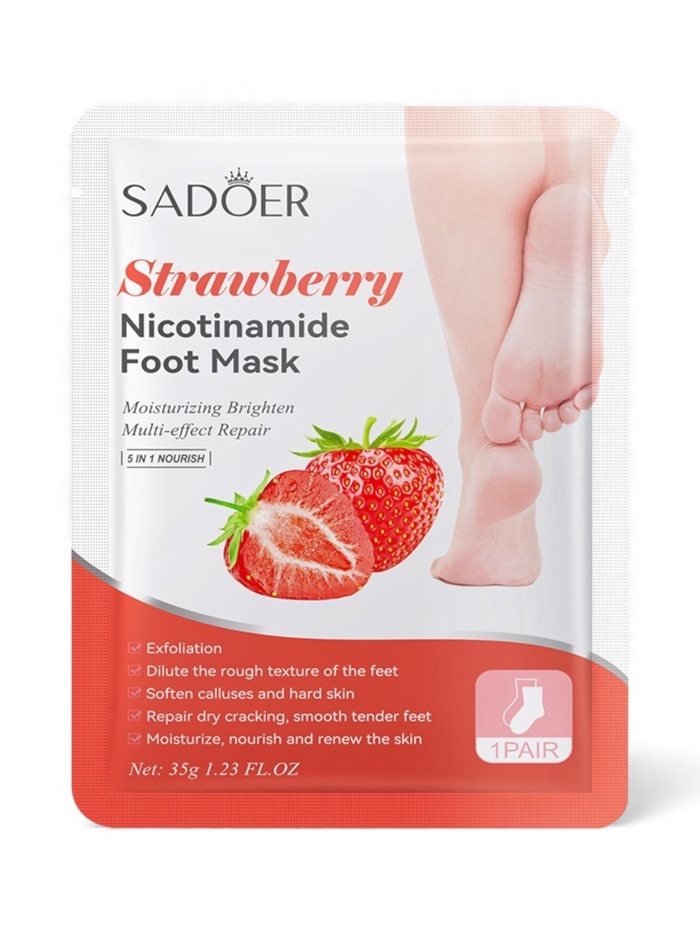 Отшелушивающая маска-носки для ног Sadoer, клубника, 35 г - Фото 1