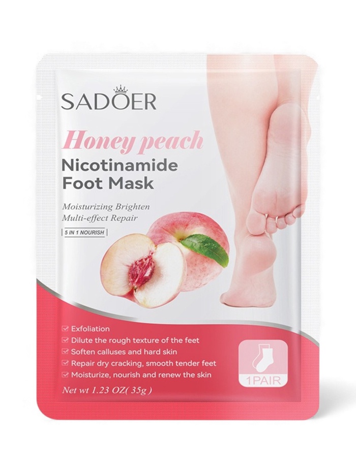 Отшелушивающая маска-носки для ног Sadoer, персик, 35 г - Фото 1