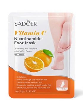 Отшелушивающая маска-носки для ног Sadoer, апельсин, 35 г (комплект 2 шт)