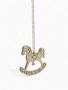 Ёлочное украшение новогоднее «Лошадка резная» 9×8 см, золото - Фото 3