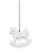 Ёлочное украшение новогоднее «Лошадка резная» 9×8 см, белое - Фото 2