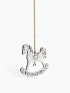 Ёлочное украшение новогоднее «Лошадка резная» 9×8 см, белое - Фото 3