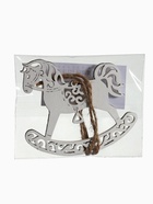 Ёлочное украшение новогоднее «Лошадка резная» 9×8 см, белое - Фото 4