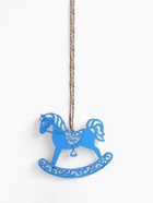 Ёлочное украшение новогоднее «Лошадка резная» 9×8 см, синее - Фото 2