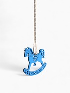 Ёлочное украшение новогоднее «Лошадка резная» 9×8 см, синее - Фото 3