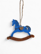 Ёлочное украшение новогоднее «Лошадка-качалка» 9?2.5?8 см, синее/дуб (комплект 2 шт) - фото 51811801