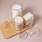 УЦЕНКА Органайзер для ватных палочек и дисков, с крышкой, 3 секции, 14×14×13 см, прозрачный - Фото 4