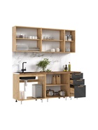 Кухонный гарнитур прямой «Ирис», с столешницей, 2000 мм, цвет браш графит МДФ/дуб крафт - Фото 2