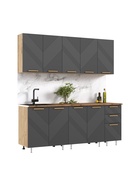 Кухонный гарнитур прямой «Ирис», с столешницей, 2000 мм, цвет браш графит МДФ/дуб крафт - Фото 3