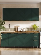 Кухонный гарнитур прямой «Ирис», с столешницей, 2000 мм, цвет браш мени грин МДФ/дуб крафт - Фото 1