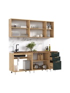 Кухонный гарнитур прямой «Ирис», с столешницей, 2000 мм, цвет браш мени грин МДФ/дуб крафт - Фото 2