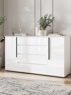 Комод 2 двери 4 ящика Норд, 1600х450х900, Белый глянец/Белый - фото 14877479