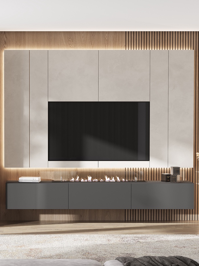 Тумба подвесная «Норд», 2400×346×330 мм, цвет графит/графит - Фото 1