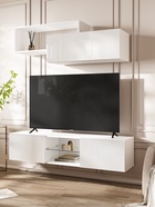 Гостиная «Норд», тумба 1500×350×330 мм, полка 1388×350×460 мм, цвет белый глянец/белый - Фото 1