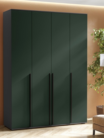 Шкаф прямой четырёхстворчатый «Норд», 1600×510×2236 мм, цвет изумруд/графит