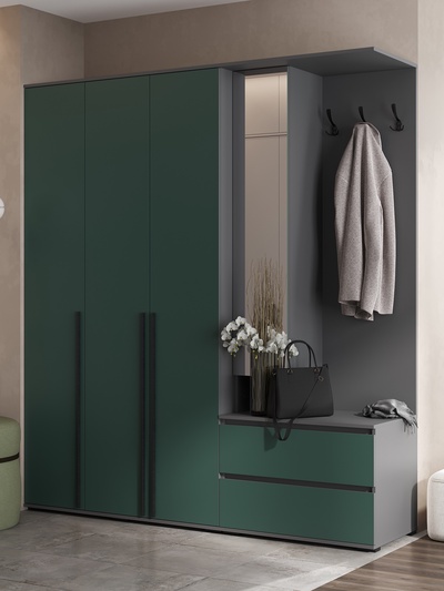 Прихожая «Норд», со шкафом, 2000×510×2236 мм, цвет изумруд/графит