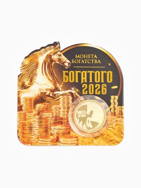 Монета новогодняя сувенирная «Богатого 2026», диам. 2.2 см