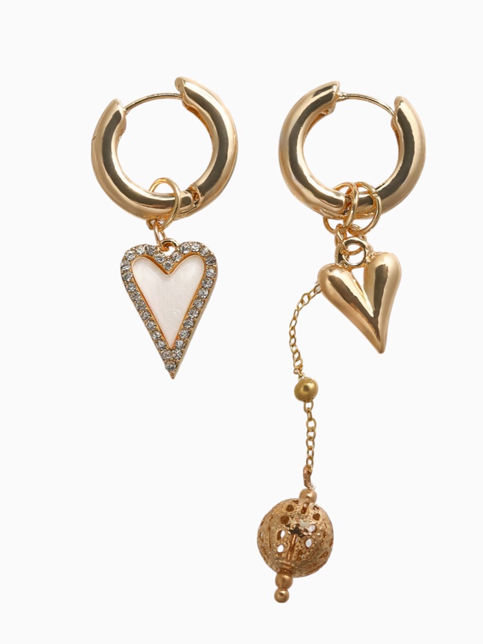 Серьги-трансформеры «Сердце» со стразами, цвет золото - Фото 1