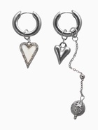 Серьги-трансформеры «Сердце», со стразами, цвет серебро - Фото 1