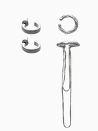 Набор серьги и каффы 4 шт. «Минимализм» водопад, цвет серебро - Фото 3