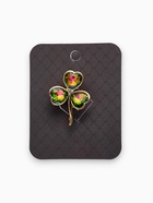 Брошь «Трехлистный клевер», цветной в золоте - Фото 4