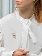 Брошь «Кошечка» с розой, белая, розовая в золоте 10875398 - фото 16923511