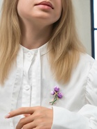 Брошь «Цветок тюльпана», фиолетовый, зелёная в золоте - Фото 4