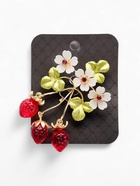 Брошь «Земляника с цветочками», цветная в золоте - Фото 5