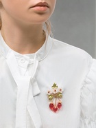 Брошь «Земляника с цветочками», цветная в золоте - Фото 4