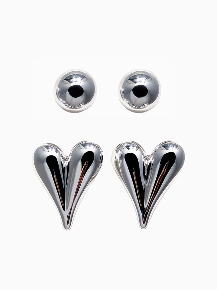 Серьги QF «Нежное сердце», набор 3 пары, цвет серебро - Фото 1