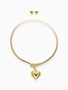 Набор 2 предмета: серьги, чокер «Обруч» сердце, цвет золото - Фото 2