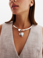 Набор 2 предмета: серьги, чокер «Обруч» сердце, цвет серебро - Фото 1