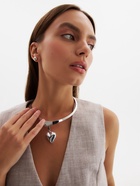 Набор 2 предмета: серьги, чокер «Обруч» сердце, цвет серебро - Фото 12