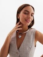 Набор 2 предмета: серьги, чокер «Обруч» сердце, цвет серебро - Фото 15