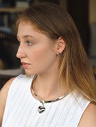 Набор 2 предмета: серьги, чокер «Обруч» сердце, цвет серебро - Фото 9