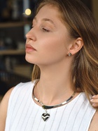 Набор 2 предмета: серьги, чокер «Обруч» сердце, цвет серебро - Фото 10