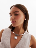 Набор 2 предмета: серьги, чокер «Обруч» сердце, цвет серебро - фото 58039012