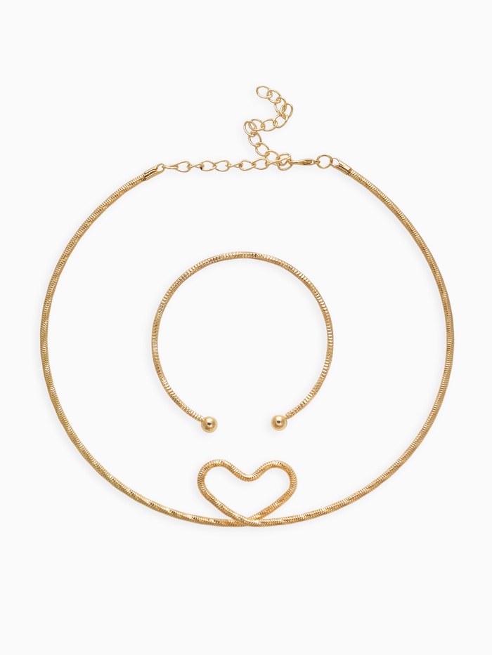Набор 2 предмета: чокер, браслет «Обруч», сердце, цвет золото