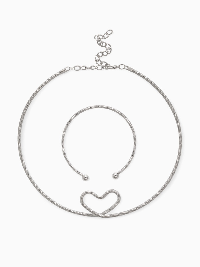 Набор 2 предмета: чокер, браслет «Обруч», сердце, цвет серебро